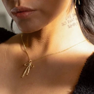 Bad To the Bow Necklace - 18K Gold Plated Necklace