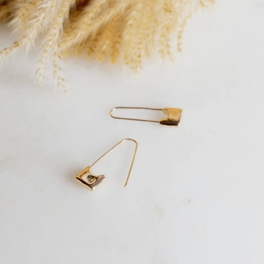 Sid Safety Pin Earrings - 24k Gold Plated