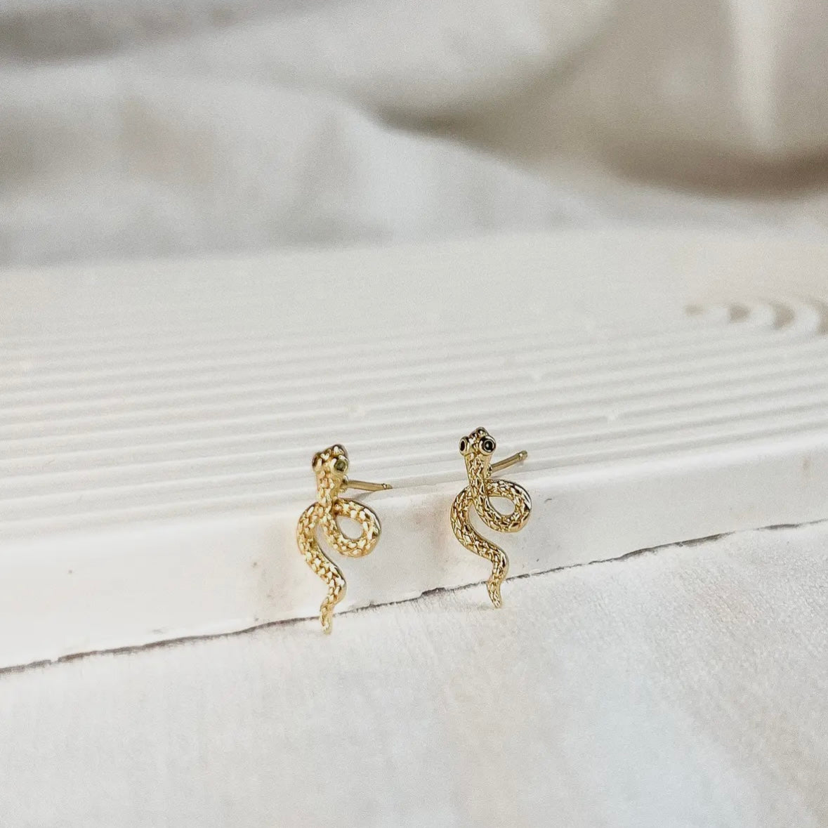 Golden Snake Stud Earrings